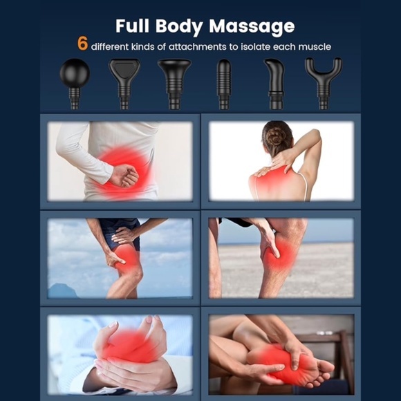 New Percussion Muscle Massager Gun with 30 Speeds and 6 Heads - Picture 6 of 7